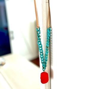 BARSE red stone and turquoise necklace